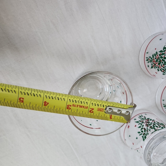 Vintage Christmas Holly Berry Leaf Tree Star Stars Glasses Set of 4 10oz Red - Picture 5 of 7